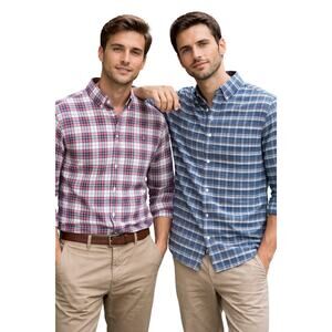 J.Crew Plaid Button Down Shirt Lot Men M Oxford Flex Cotton 2pc